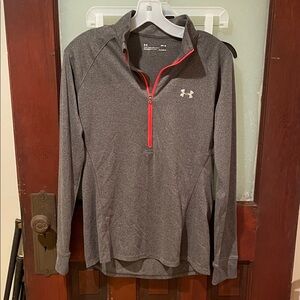 Under Armour Charcoal and Red Quarter-Zip Pullover